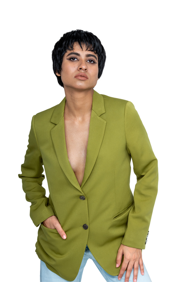 Aurafe Olive Tailored Blazer – Single Breasted Fit