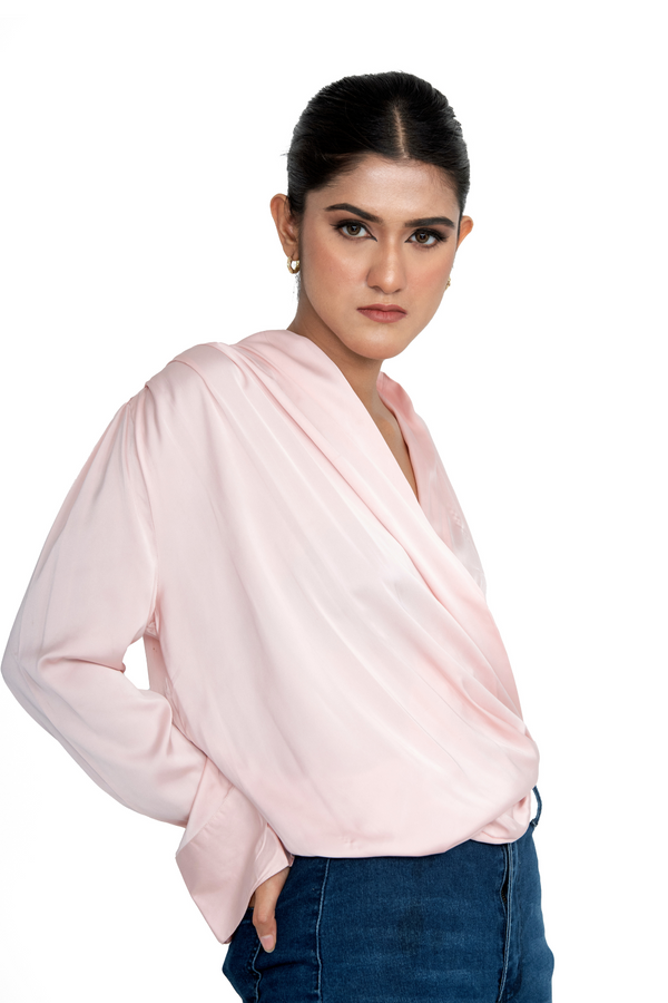 Aurafe Premium Satin Draped Neck Top
