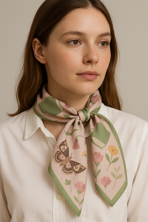 Aurafe Botanic Whimsy Satin Silk Neck Scarf