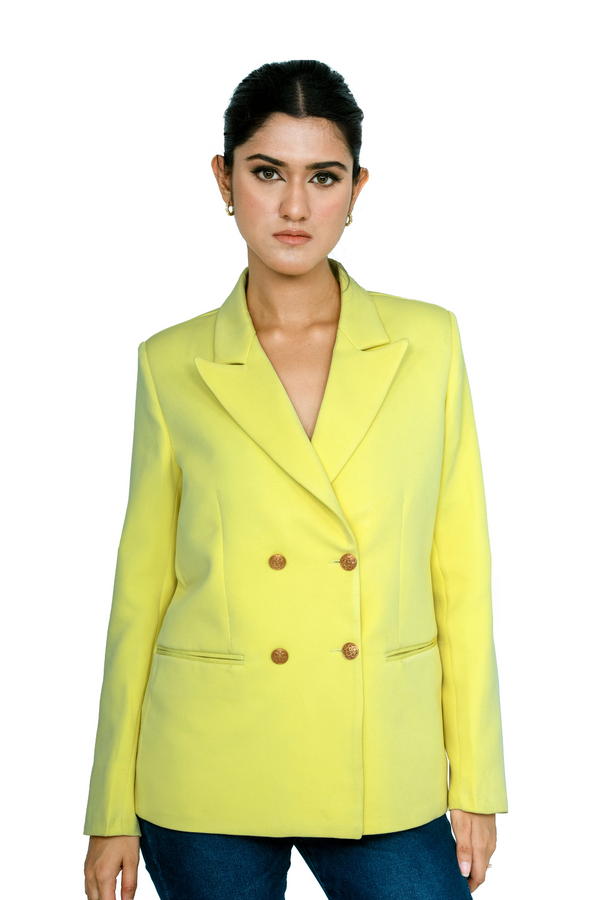 Citrus Pop Double Breasted Blazer - Aurafe